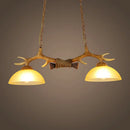lustre rétro double bois résine suspension led décoration loft