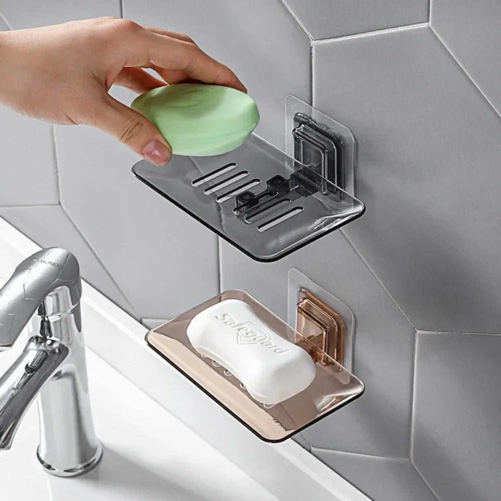 porte-savon mural auto-adhésif à double couche pour salle de bain - vue 4 sur 9