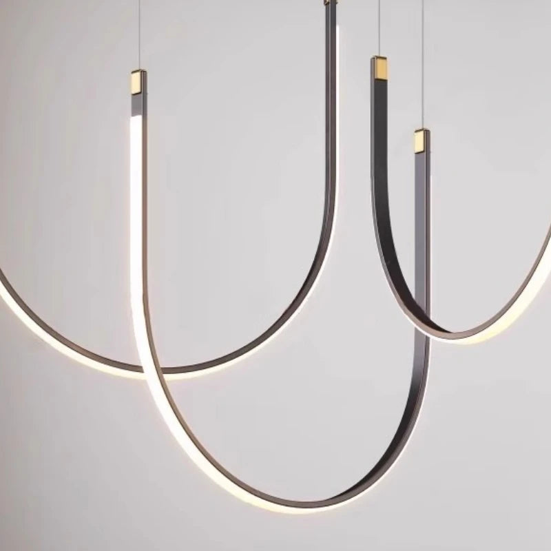 lustre design moderne en forme de u pour espaces industriels et créatifs - vue 5 sur 9