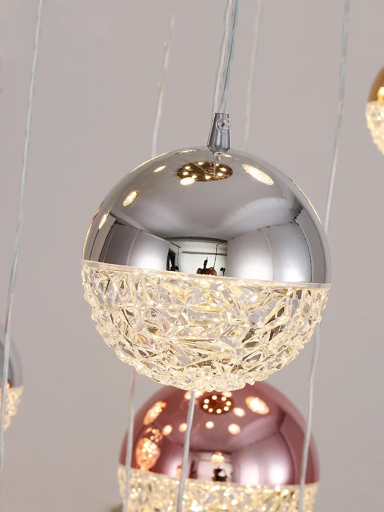 lustre moderne en acrylique boules pour éclairage intérieur luxe - vue 6 sur 15
