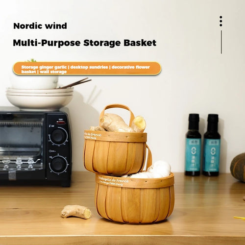 Kitchen Organizer Basket for Ginger Garlic and Onion Storage, Wall Hanging, Cute Small Basket, Storage Box - vue 5 sur 9