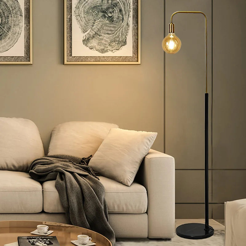 lampadaire rétro en laiton led au design créatif minimaliste - vue 5 sur 7