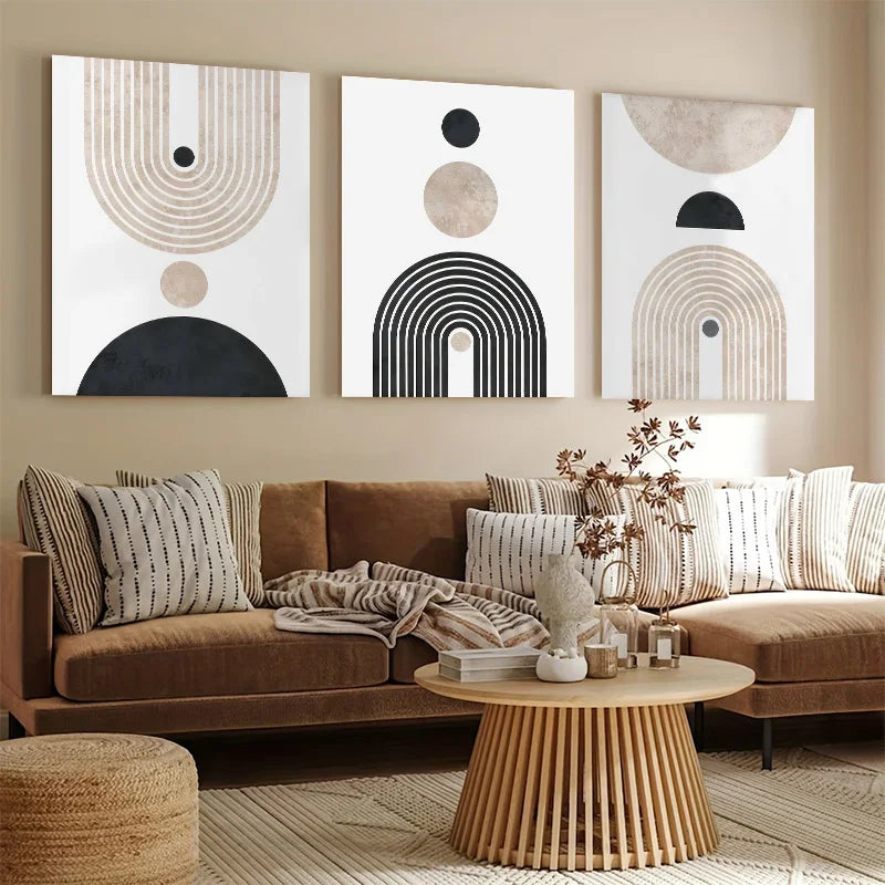 encadré abstrait géométrique rond pour décoration murale moderne - vue 4 sur 9