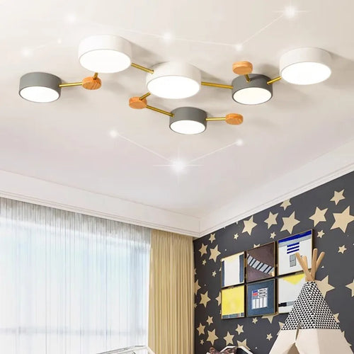 lustre led en bois nordique simple et créatif
