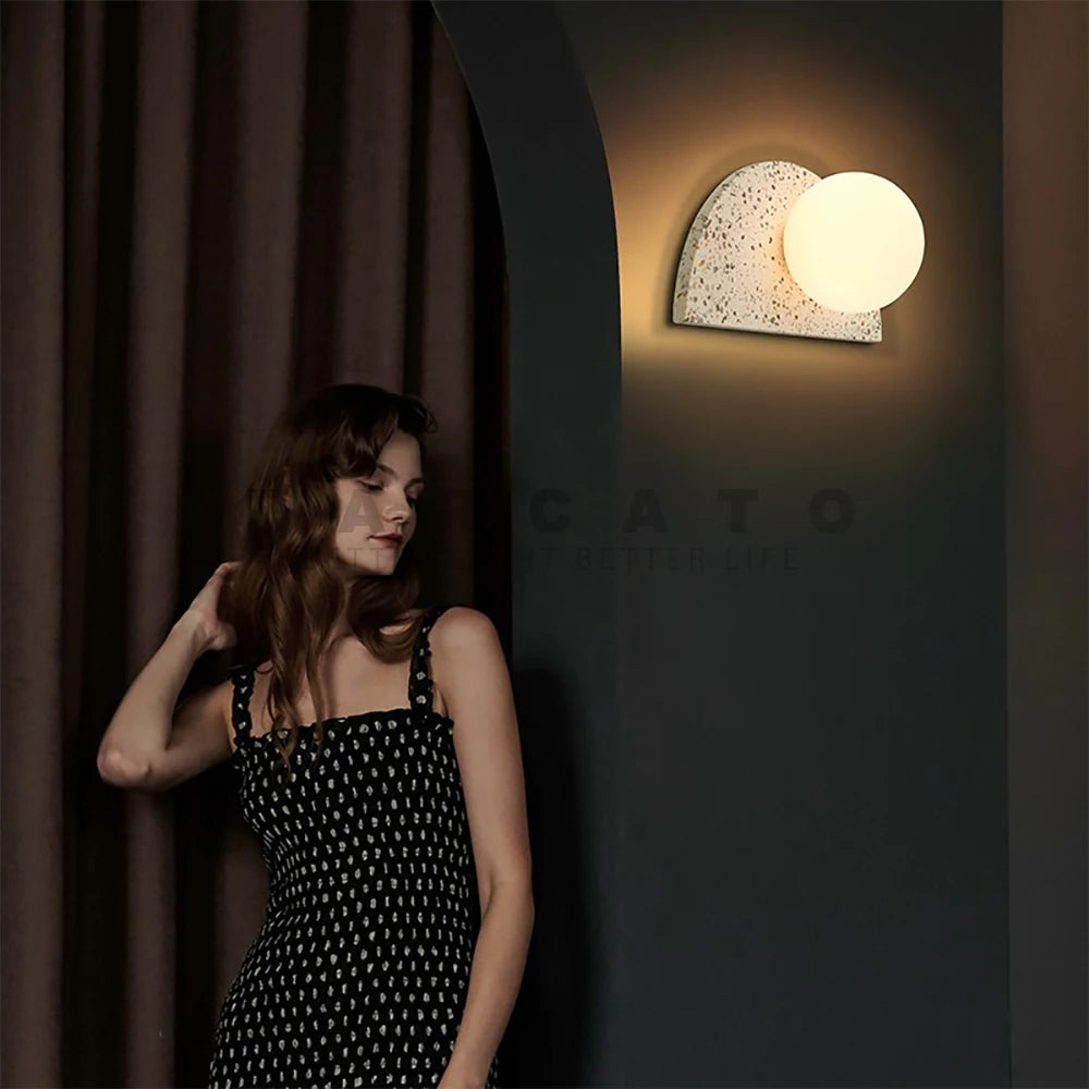 applique led terrazzo japonais rétro nordique pour homestay - vue 4 sur 10