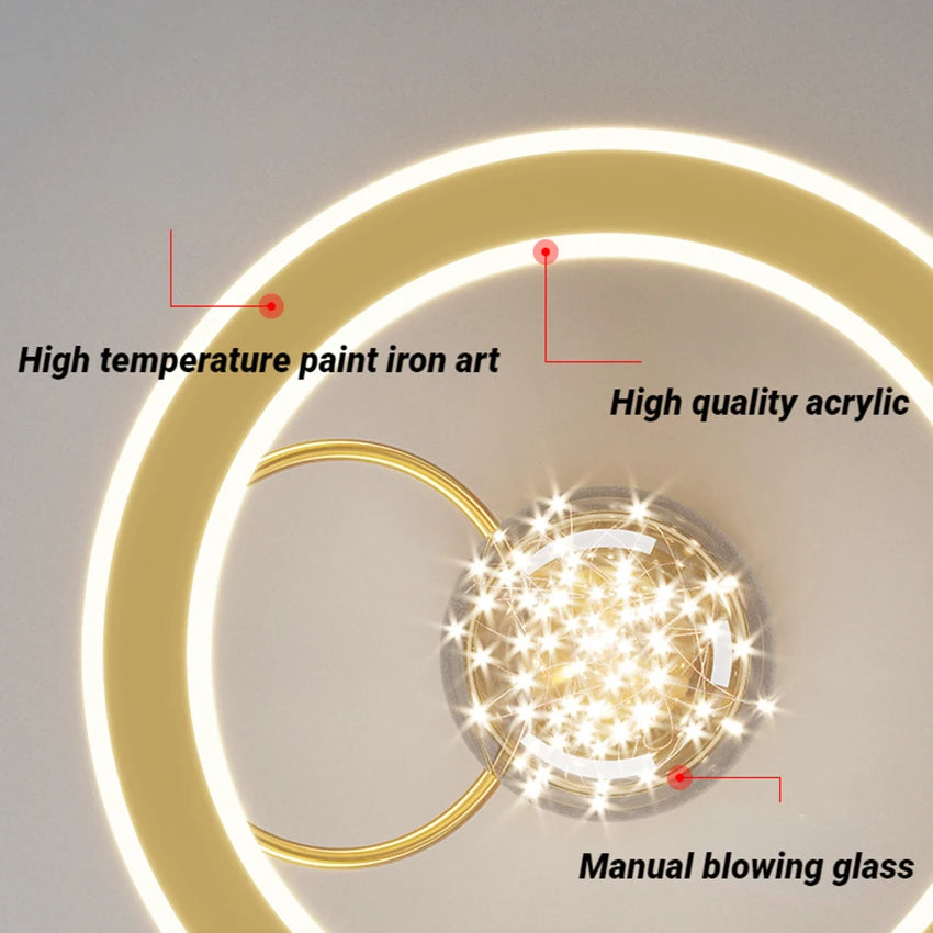 lustre moderne led sandyha avec boule de verre dorée - vue 4 sur 9