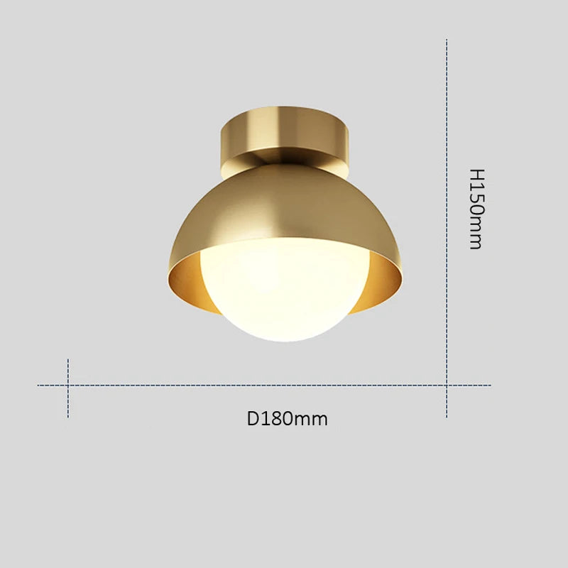 Moderne und minimalistische Kupfer-Deckenleuchte für den Flur mit drei Lichtfarben