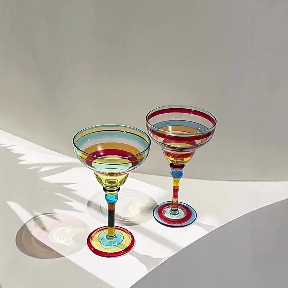 Verre cocktail margarita peint main motif flamant creatif - vue 5 sur 5