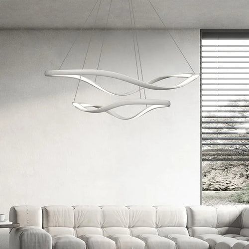 lustre led moderne en aluminium avec cordon d'anneau irrégulier réglable