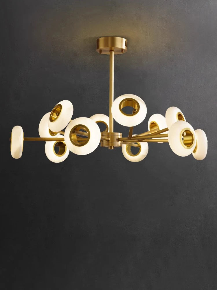 lustre de luxe en marbre à anneaux multiples pour décoration - vue 4 sur 11