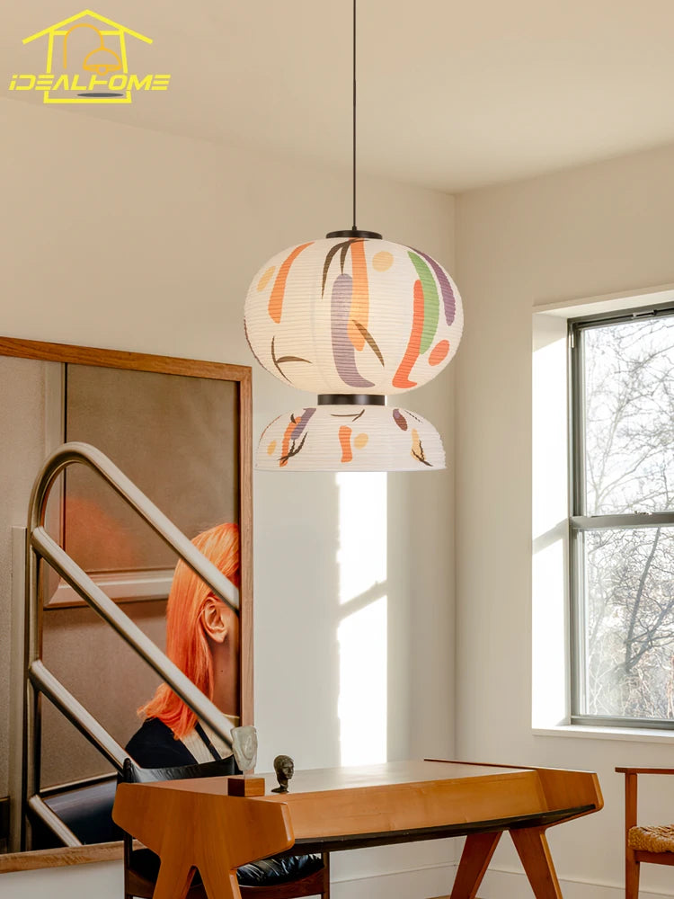 suspension japonaise wabi-sabi en papier de riz pour intérieur élégant - vue 5 sur 6