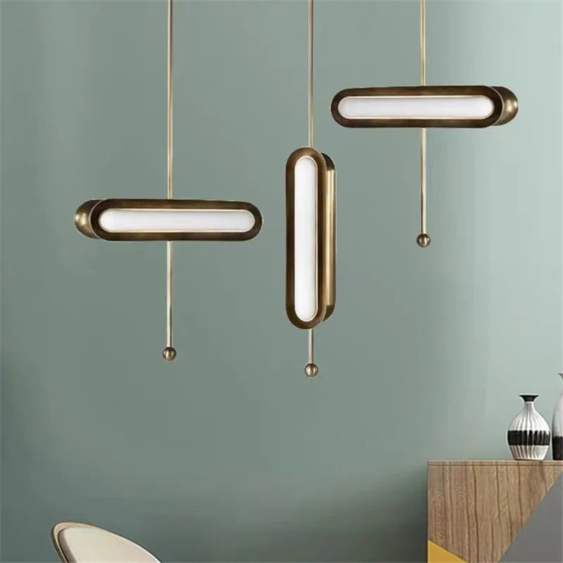 Circuit Suspension Nordique Créative LED Lumière Dorée Postmoderne pour Salon Cuisine Loft Chambre Chevet Lampe À Tête Unique - vue 3 sur 10