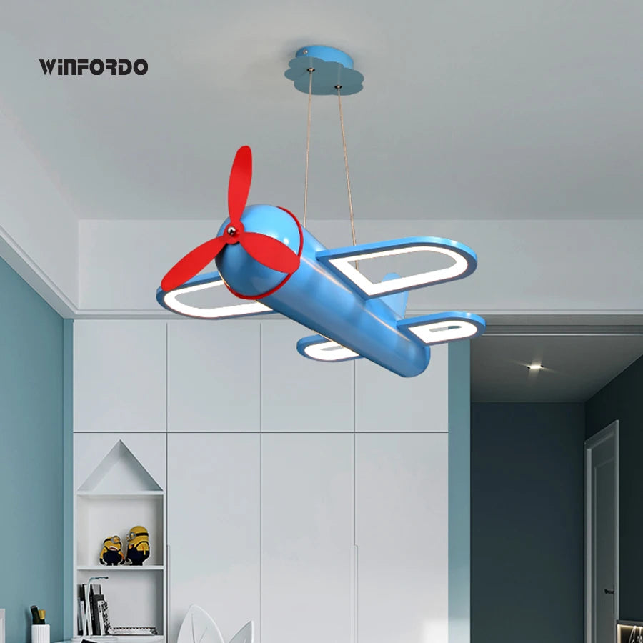 lustre led moderne en forme d'avion pour chambre d'enfant - vue 3 sur 10