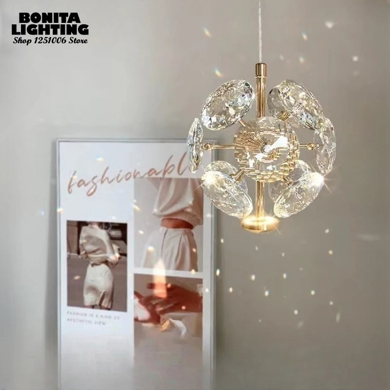 suspension moderne de luxe avec design en diamant lumineux - vue 2 sur 9