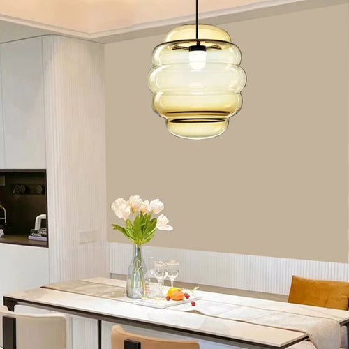 Pendelleuchte aus klarem Glas für Restaurant mit verstellbarem Kabel - vue 4 sur 12