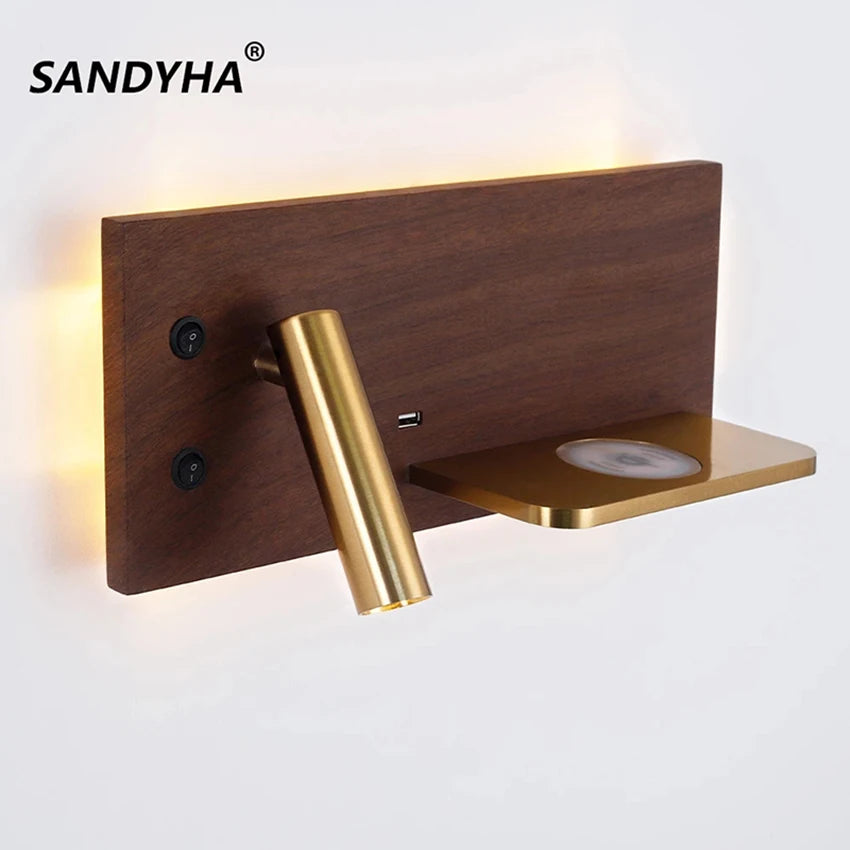 applique moderne sandyha avec chargeur sans fil et éclairages de nuit - vue 2 sur 13