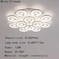 European New Multiple Heads Acrylic Led Ceiling Lamp For Bedroom Dining Room Round Iron Decoration Lighting chandeliers