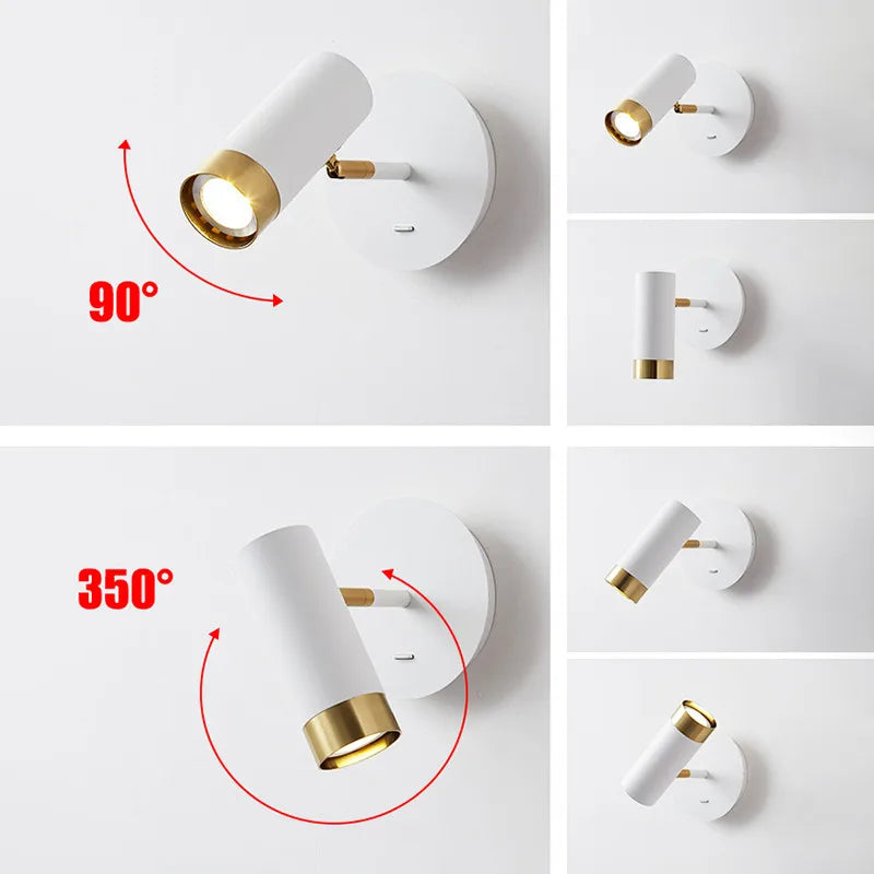 applique murale led rotative moderne avec éclairage intérieur réglable
