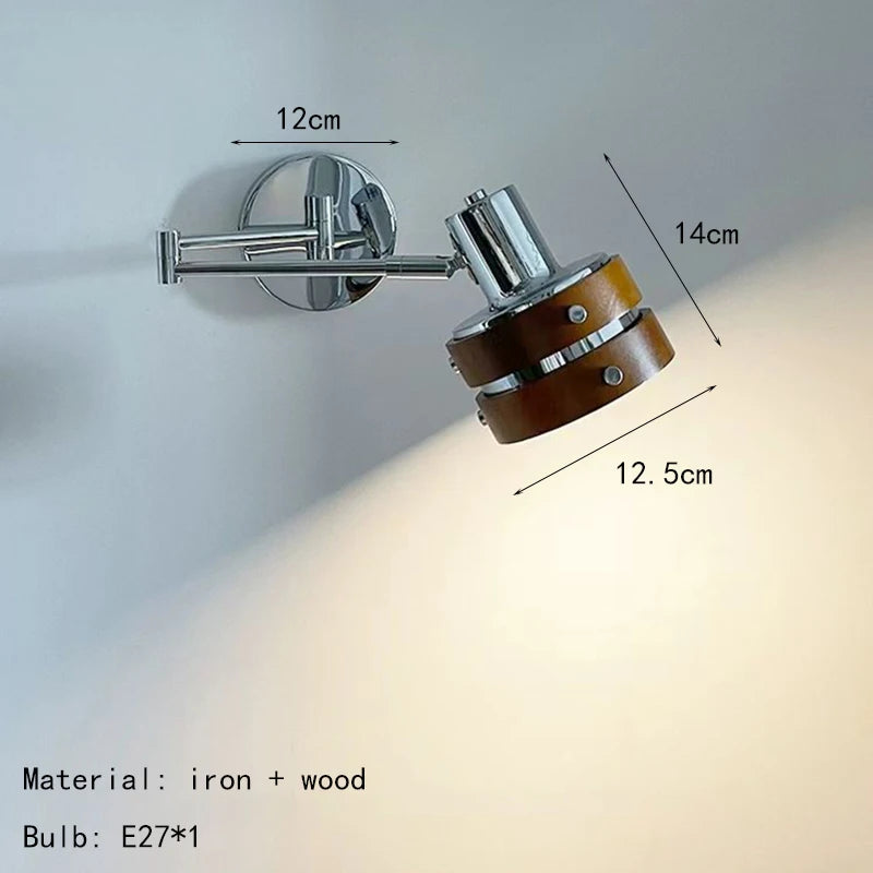 applique murale style américain bras long bois chromé évolutive