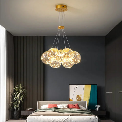 lustre nordique en verre fumé led pour décoration intérieure