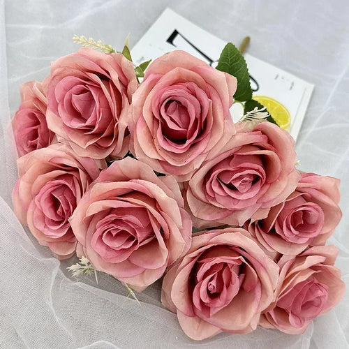 bouquet de roses artificielles en soie pour décoration de mariage