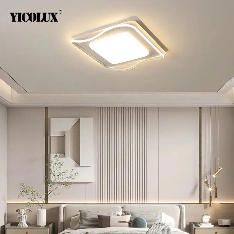 lustre led moderne éclairage intérieur lampe circulaire carrée - vue 5 sur 16