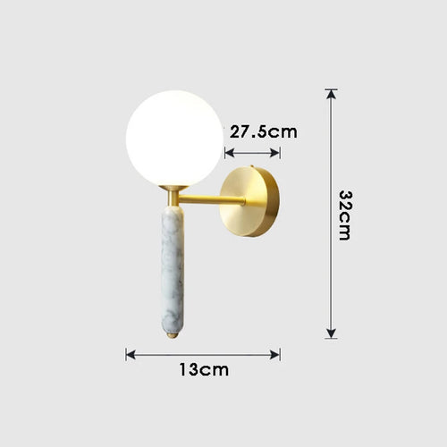 lampe de chevet en marbre avec boule de verre pour hôtel et restaurant