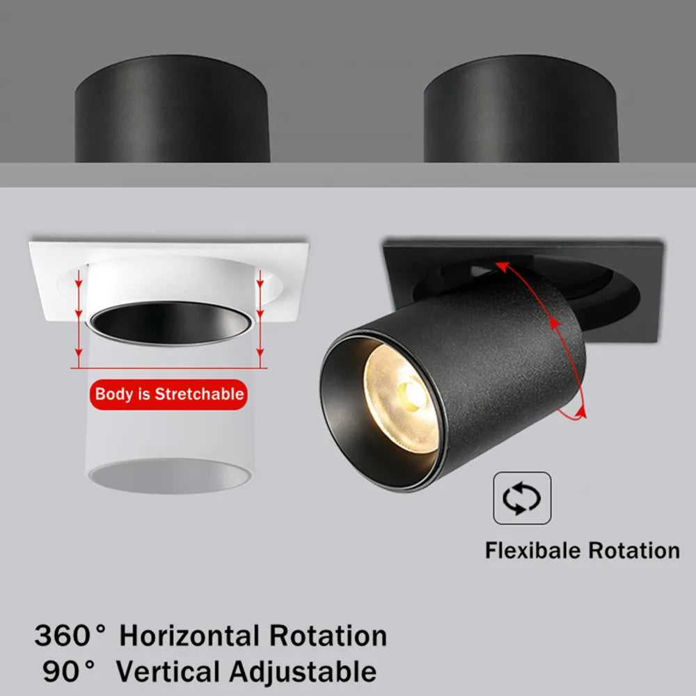 downlight led encastré rotatif carré extensible pour intérieur - vue 3 sur 10