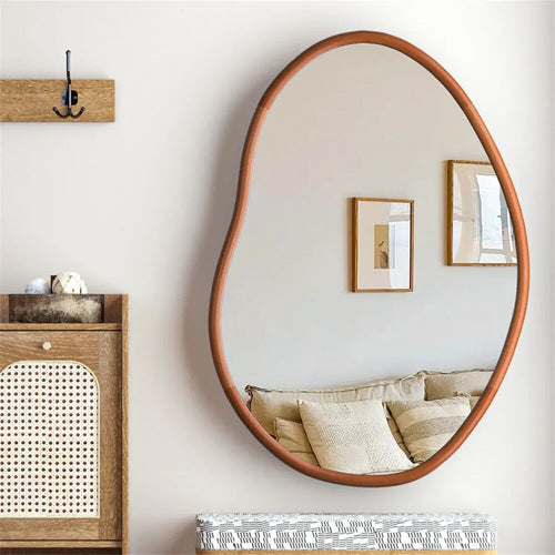 miroir mural décoratif grande taille avec cadre en bois massif - vue 2 sur 7