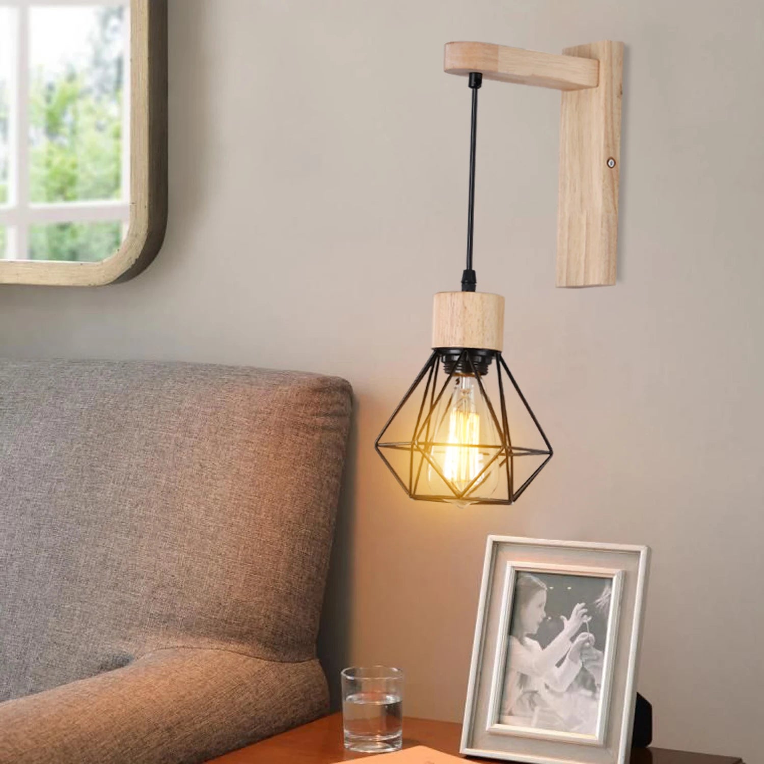 applique murale vintage industrielle suspendue rétro loft éclairage barre - vue 4 sur 5