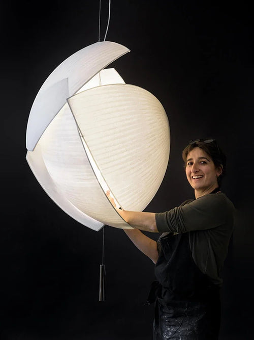 Moderner LED-Kronleuchter Wabi Sabi aus Stoff – Dekorative Beleuchtung - vue 6 sur 12