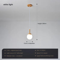 Suspension LED en verre nordique en forme d'oiseau rond en bois