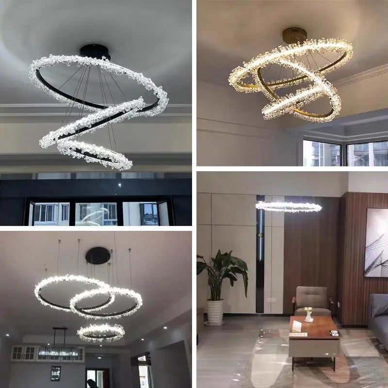 lustre moderne en cristal de luxe suspension décorative - vue 5 sur 16