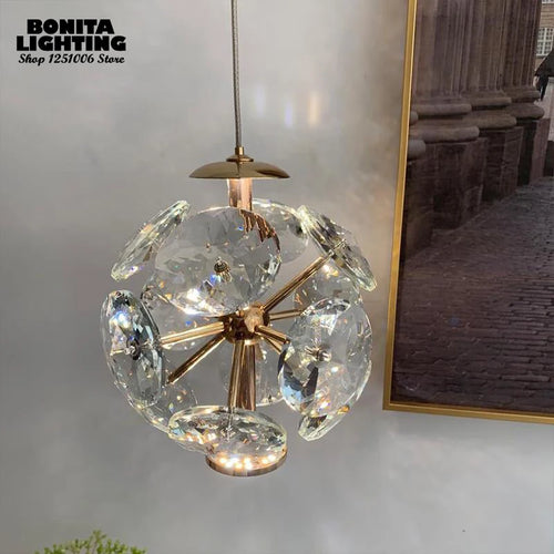 suspension moderne de luxe avec design en diamant lumineux