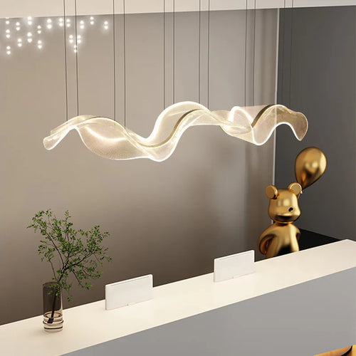 LED-Kronleuchter modernes Design für Innenräume höhenverstellbar aus transparentem Acryl - vue 2 sur 8