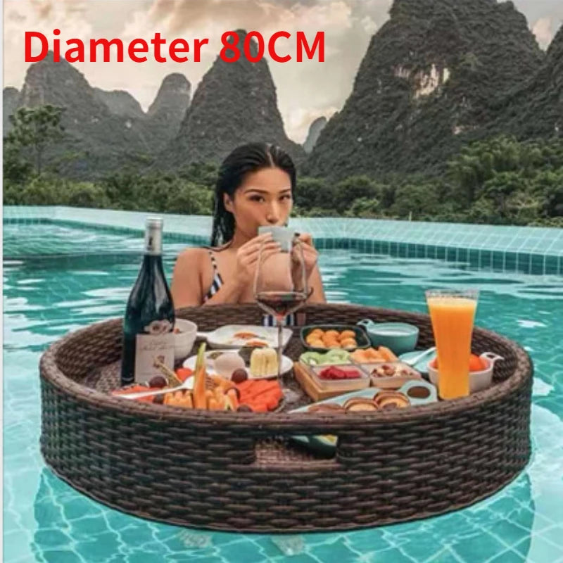 plateau en rotin nordique pour fruits et boissons de piscine - vue 19 sur 22