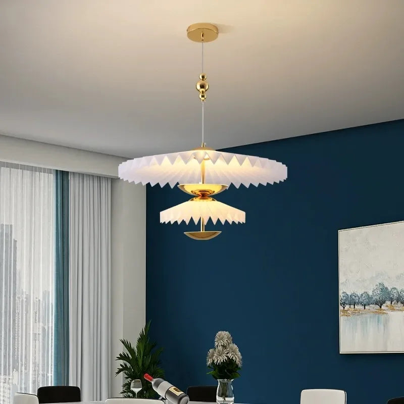 lustre plissé pliant minimaliste led soucoupe volante - vue 2 sur 12