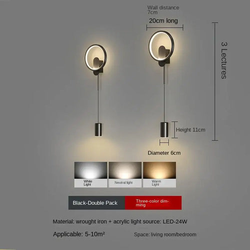 Nordic minimalist living room background wall light, modern creative corridor hallway light, bedroom bedside decorative light - vue 12 sur 13