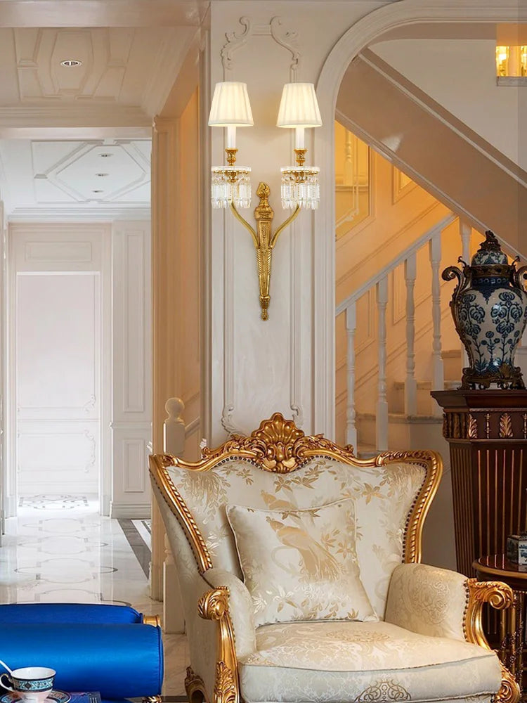 applique murale en cuivre et cristal avec bougie led pour intérieur élégant - vue 4 sur 8