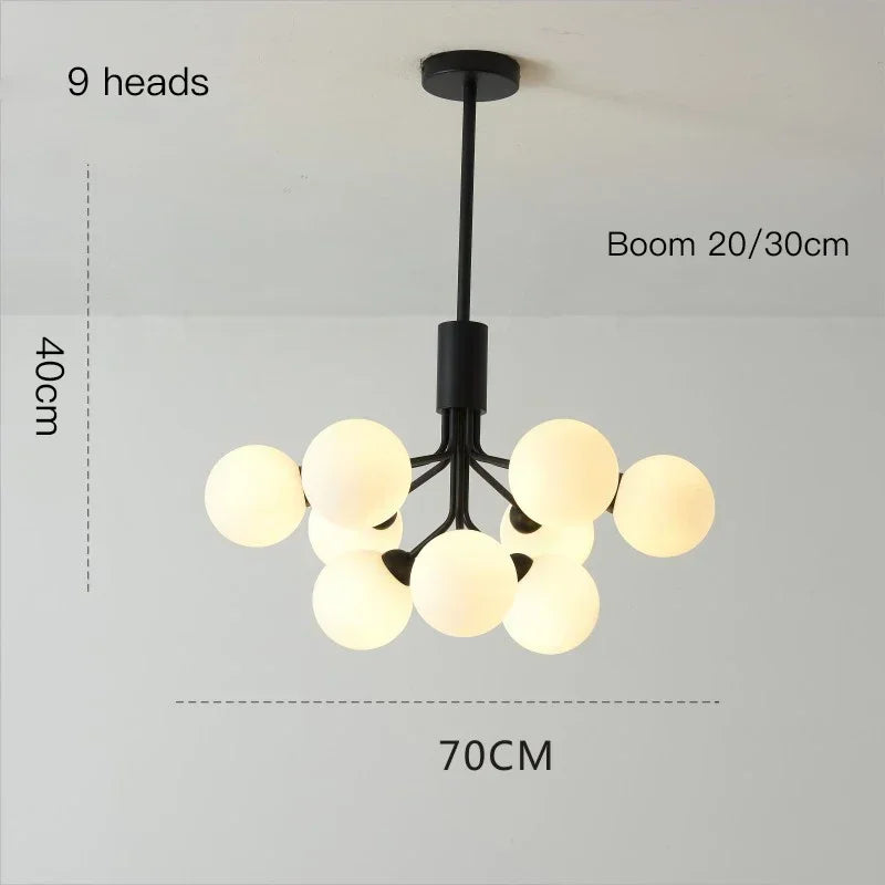 lustre moderne en verre à bulles et fleurs décoratif - vue 12 sur 12