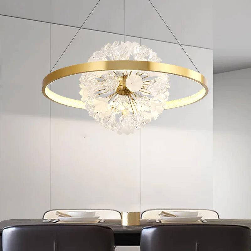 lustre moderne en verre en forme de fleur pour éclairage intérieur - vue 3 sur 17