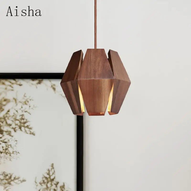 suspension rétro en bois massif pour décoration intérieure - vue 3 sur 9