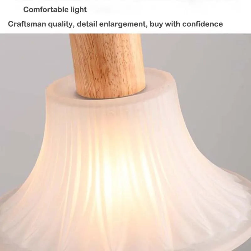 Suspension LED en verre nordique moderne en bois - vue 7 sur 23
