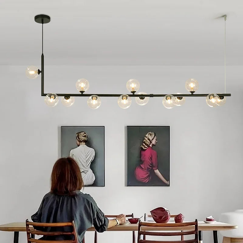 Kitchen Island Ceiling Chandelier Dining Table Glass Pendant Lamp Led Suspension Luminaire Hanging Light - vue 2 sur 14
