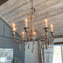lustre vintage rustique en bois avec perles pour éclairage intérieur