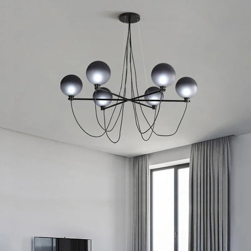 Nordischer Kronleuchter Glasball im Retro-Industriedesign - vue 6 sur 7