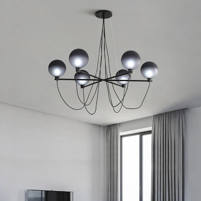 Nordischer Kronleuchter Glasball im Retro-Industriedesign - vue 5 sur 7