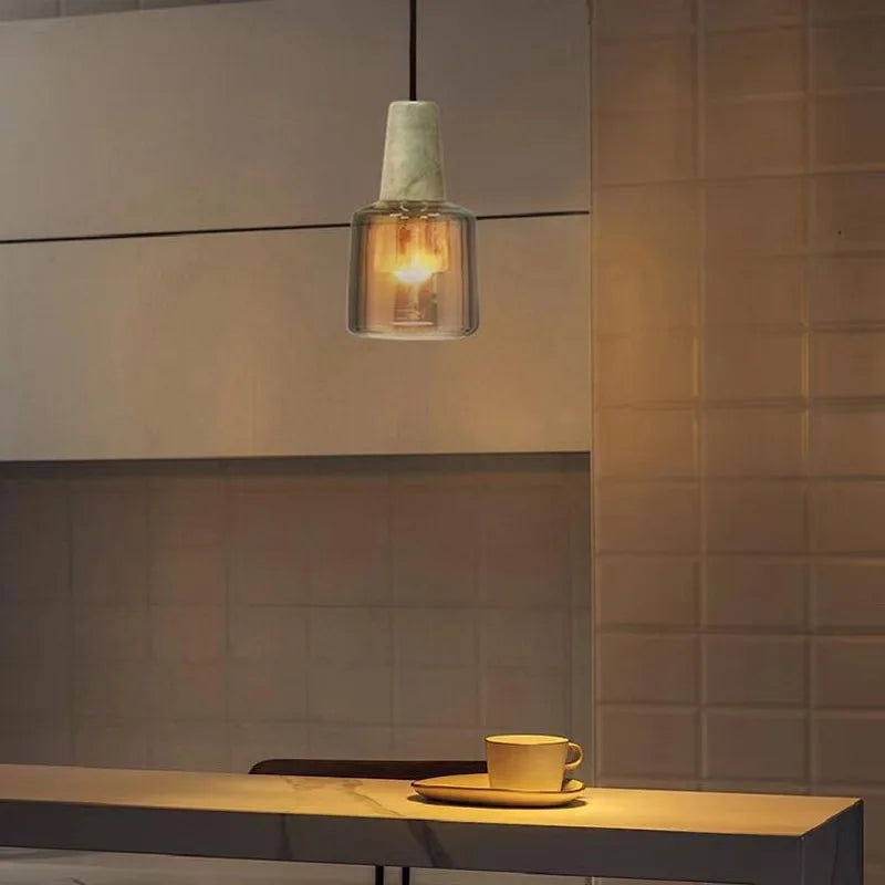 Marbre E27 LED suspension moderne nordique lampe suspendue lustres éclairage intérieur décor à la maison bar salon chambre luminaire - vue 4 sur 7