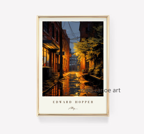 bibliothèque d'œuvres d'art classiques edward hopper décoration murale moderne