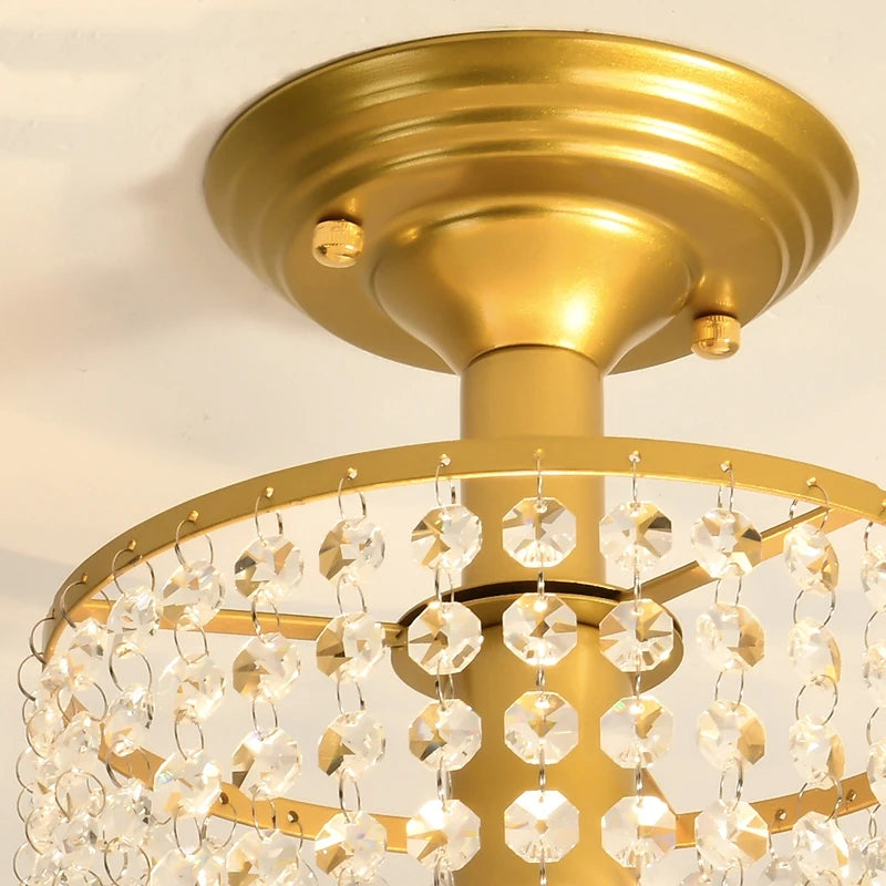 plafonnier led en cristal doré pour décoration intérieure - vue 4 sur 7